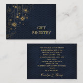 ブルー金ゴールドス結婚ノーフレークのギフト登録 エンクロージャーカード (正面/裏面)