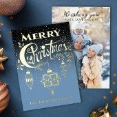 ブルー金ゴールドタイポグラフィフォイル招待状 箔招待状