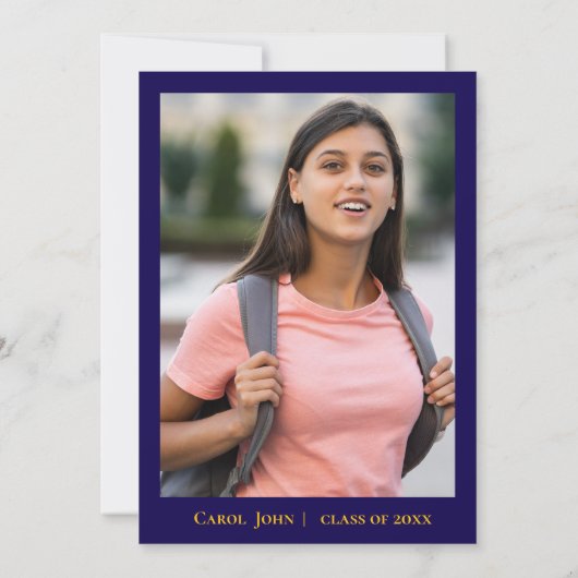 ブルー金ゴールドタッセルかわいい写真2025卒業パーティー 招待状 (裏面)