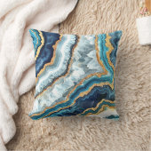 ブルー金ゴールドターコイズホワイトゲエレガントード クッション (ブランケット)