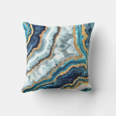 ブルー金ゴールドターコイズホワイトゲエレガントード クッション (裏面)