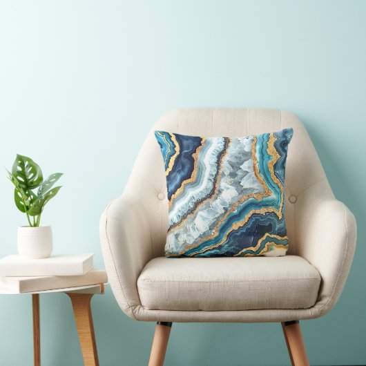 ブルー金ゴールドターコイズホワイトゲエレガントード クッション (椅子)