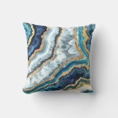 ブルー金ゴールドターコイズホワイトゲエレガントード クッション (正面)