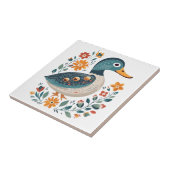 ブルー金ゴールドダックスカンジナビアフォークアート タイル (側面)