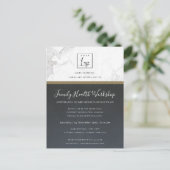 ブルー金ゴールドダリアフローラワークショップトークイベント招待状 ポストカード (スタンド正面)