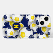 ブルー金ゴールドチームが女子サッカーボールのパターンを色付けする Case-Mate iPhoneケース (裏面 (横))