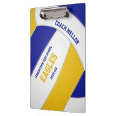 ブルー金ゴールドチームカラーバレーボールコーチ クリップボード (左)