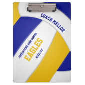 ブルー金ゴールドチームカラーバレーボールコーチ クリップボード (正面)