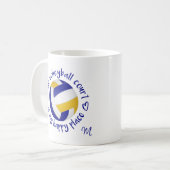 ブルー金ゴールドチームカラーバレーボールコート幸せ場所 コーヒーマグカップ (正面左)