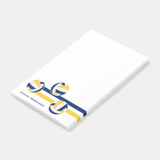 ブルー金ゴールドチームカラーバレーボールストライプボール ポストイット (アングル)