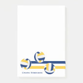 ブルー金ゴールドチームカラーバレーボールストライプボール ポストイット (正面)