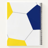 ブルー金ゴールドチームカラーモノグラムのサッカー ノートブック (裏面)