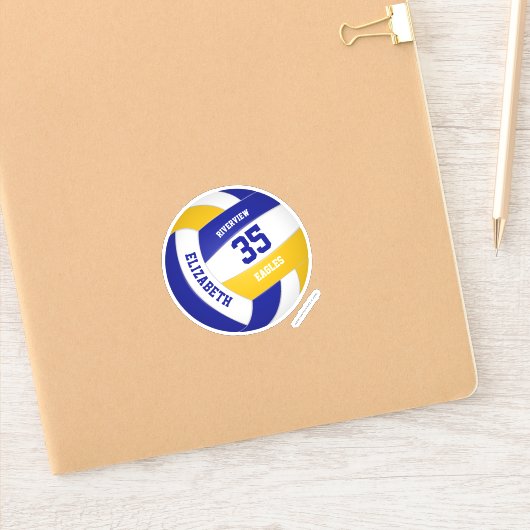 ブルー金ゴールドチームカラー女の子の男の子バレーボール シール (ノートブック)
