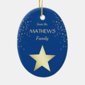 ブルー金ゴールドテキサス州スター セラミックオーナメント (裏面)
