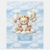 ブルー金ゴールドテディパーソナライズされたブランケット9歳 フリースブランケット (正面)