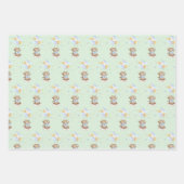 ブルー金ゴールドテディベアバルーンムーンスターズパーティー ラッピングペーパーシート (正面3)