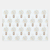 ブルー金ゴールドテディベアバルーンムーンスターズパーティー ラッピングペーパーシート (正面2)