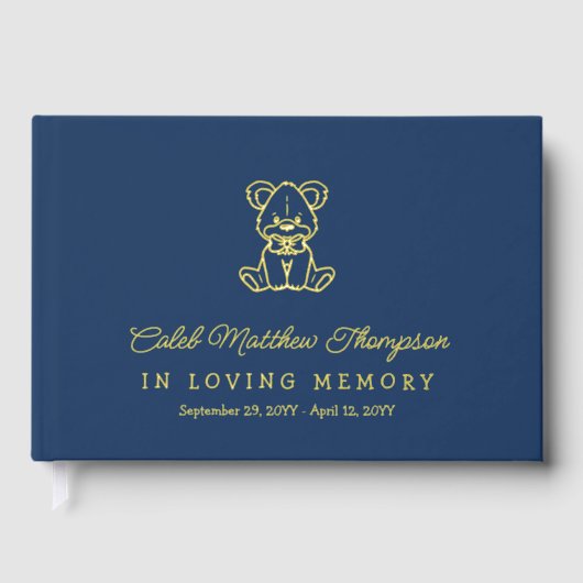 ブルー金ゴールドテディベアボーイ愛する記憶の中 ゲストブック (正面)