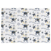 ブルー金ゴールドデニムファッションクリスマスサンタパターン ラージペーパーバッグ (裏面)