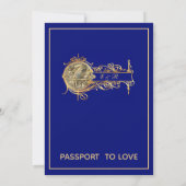 ブルー金ゴールドトラベル結婚のリハーサルディナー 招待状 (裏面)