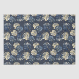 ブルー金ゴールドトロピカル葉 薄葉紙