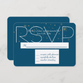 ブルー金ゴールドナイトアンダーザスターズRSVP 出欠カード (正面/裏面)