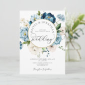 ブルー金ゴールドネイビーすべて1予算QRコード結婚s 招待状 (スタンド正面)