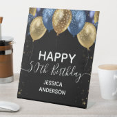 ブルー金ゴールドハッピー50誕生日 台座サイン (インサイチュ)