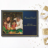 ブルー金ゴールドハッピーDiwaliフォトグリーティパーソナライズされたング シーズンカード