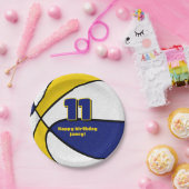 ブルー金ゴールドバスケットチームカラースポーツパーティー ペーパープレート (パーティー)