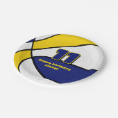 ブルー金ゴールドバスケットチームカラースポーツパーティー ペーパープレート (アングル)