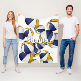 ブルー金ゴールドバスケットボールチームカラーズスポーツデコット フリースブランケット