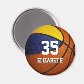 ブルー金ゴールドバスケットボールバースデーパーティー マグネット (正面/裏面)