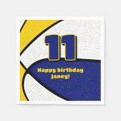 ブルー金ゴールドバスケットボール女の子の子スポーツパーティー スタンダードカクテルナプキン (正面)