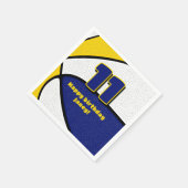 ブルー金ゴールドバスケットボール女の子の子スポーツパーティー スタンダードカクテルナプキン (角)