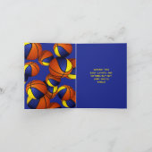 ブルー金ゴールドバスケットボール子供の誕生日 カード (内部)