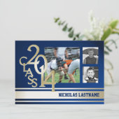 ブルー金ゴールドバストライプルシティ大学院Tri Photo 2014 招待状 (スタンド正面)