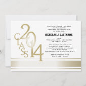 ブルー金ゴールドバストライプルシティ大学院Tri Photo 2014 招待状 (裏面)