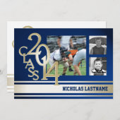 ブルー金ゴールドバストライプルシティ大学院Tri Photo 2014 招待状 (正面/裏面)