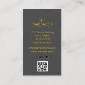 ブルー金ゴールドバタフライハサミ美容師サロン 名刺 (裏面)