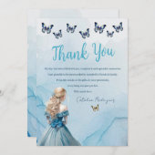 ブルー金ゴールドバタフライプリンセスキンセアニラ サンキューカード (正面/裏面)