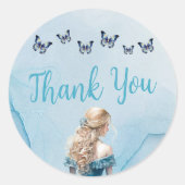 ブルー金ゴールドバタフライプリンセスキンセアニラ ラウンドシール (正面)