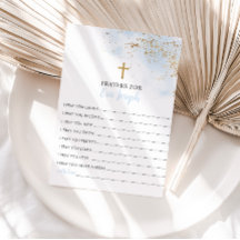 ブルー金ゴールドバプテスマ祈りの言葉カード祈りの言葉ベビーカード