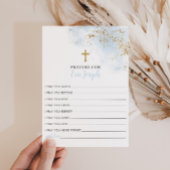 ブルー金ゴールドバプテスマ祈りの言葉カード祈りの言葉ベビーカード インビテーションポストカード