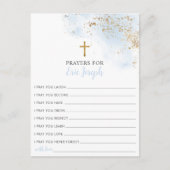 ブルー金ゴールドバプテスマ祈りの言葉カード祈りの言葉ベビーカード インビテーションポストカード (正面)