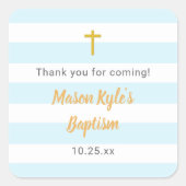 ブルー金ゴールドバプテ感謝していスステッカーに賛成 スクエアシール (正面)