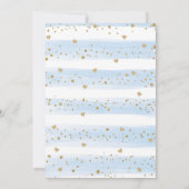 ブルー金ゴールドバレンタインスウィートアート男の赤ちゃんシャワー 招待状 (裏面)