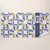 ブルー金ゴールドバレーボールチームの色スポーティな女の子 ビーチタオル (正面)