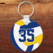 ブルー金ゴールドバレーボールチームの色パーソナライズされた キーホルダー (正面)