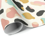 ブルー金ゴールドパステルヒョウ ラッピングペーパー (ロールコーナー)